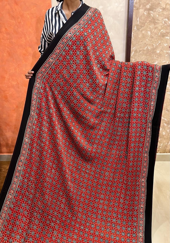 Premium Ajrakh Modal Silk Saree 5033