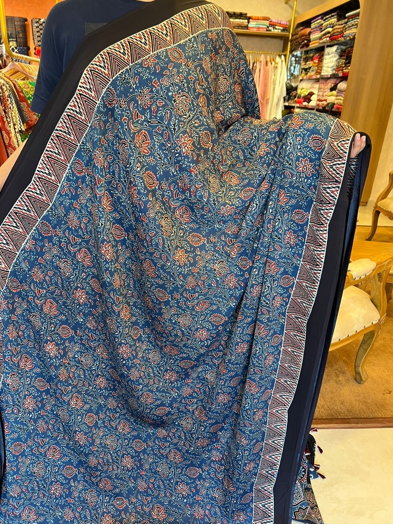 Premium Ajrakh Modal Silk Saree 5033