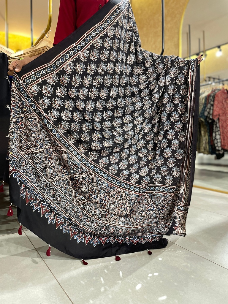 Ajrakh Silk Mirror Dupatta 5035