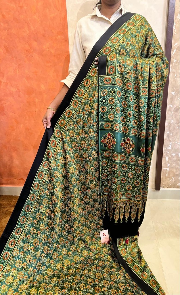 Premium Ajrakh Modal Silk Sarees 4243
