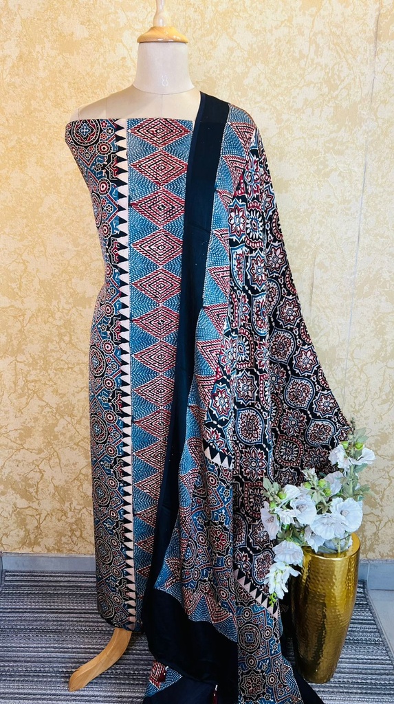 Ajrakh Modal Silk Suits 5048