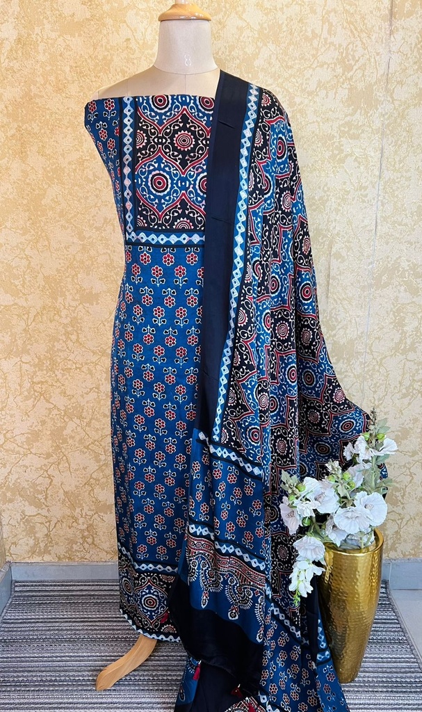 Ajrakh Dola Silk Dupatta 4564