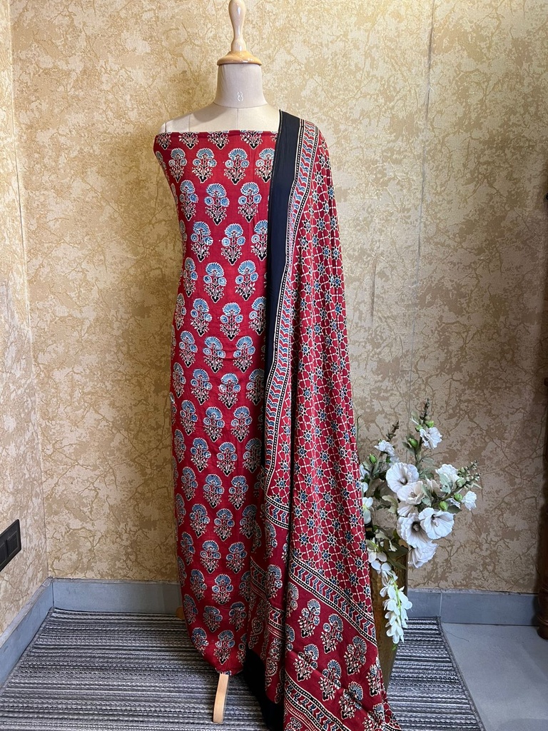 Ajrakh Modal Silk Suits 5048