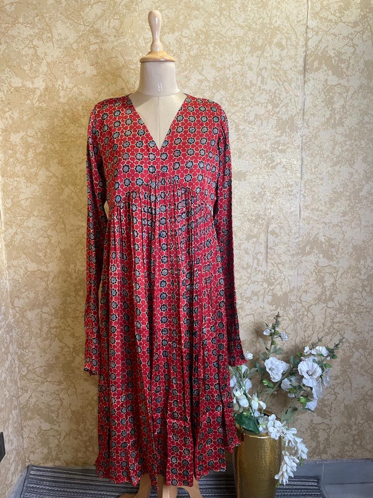 Ajrakh Modal Silk Kurti 5053