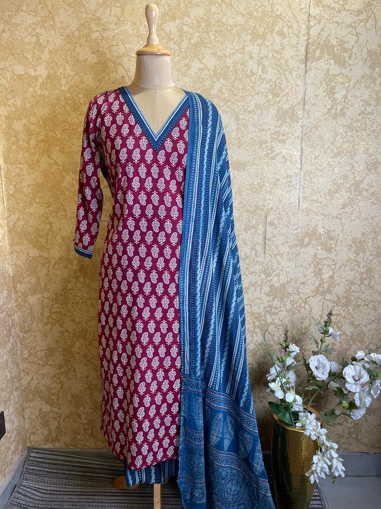 Ajrakh Cotton 3 pcs Sets 5046