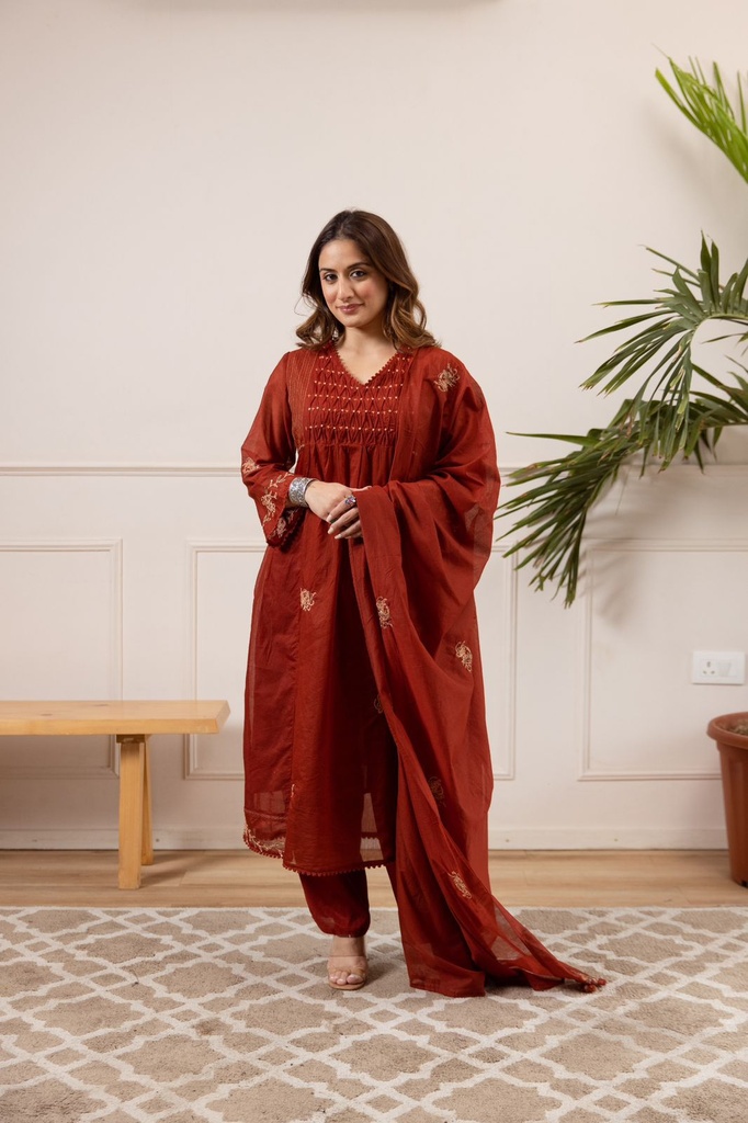 Premium Cotton Chanderi Kurti Sets 4609