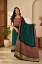Ajrakh Bandhani Silk Top and Dupatta Set 5012