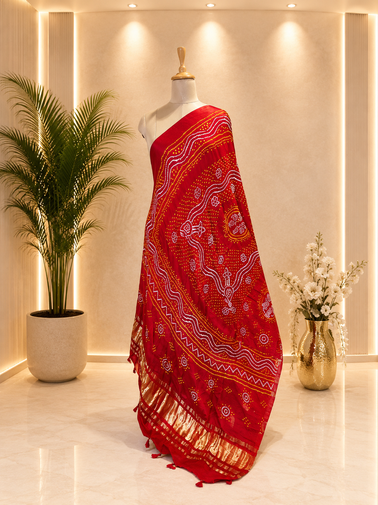 Bandhani Gajji  Silk Dupatta  5038