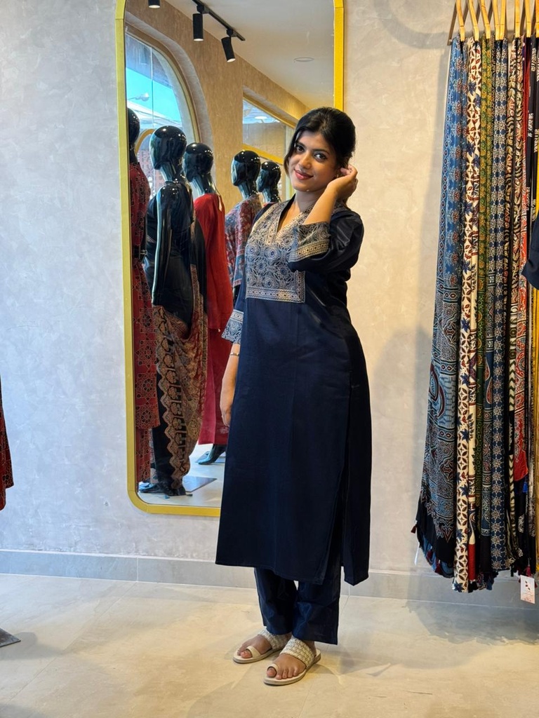 Ajrakh Mashru Silk Coord Set 5053 