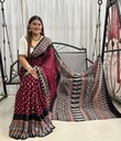 Premium Ajrakh Bandhani Saree 4244