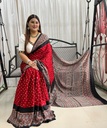 Premium Ajrakh Bandhani Saree 4244
