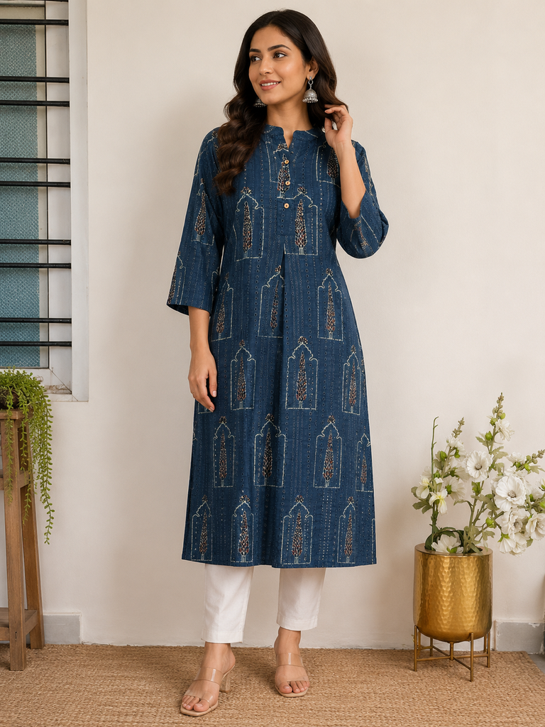 Ajrakh Hakoba Cotton Kurti 5054