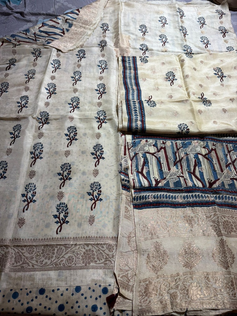 Ajrakh Dola Silk Top and Dupatta Set 5048