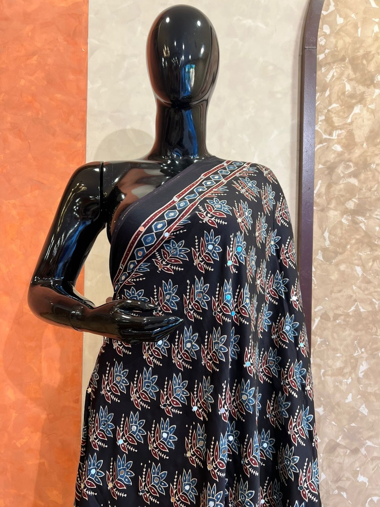 Ajrakh Mirror work  Silk Dupatta 5035 