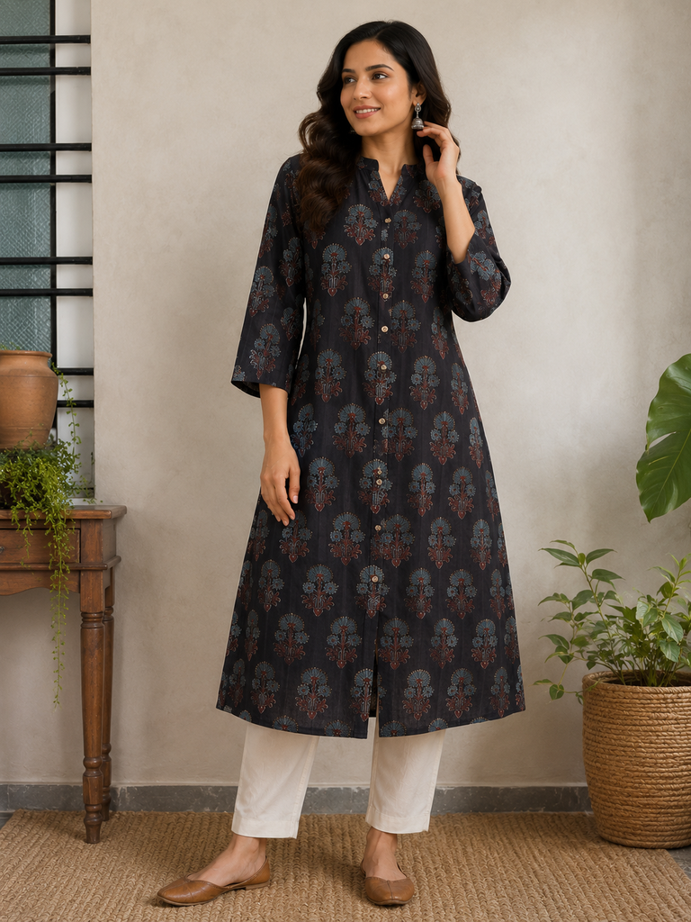 Ajrakh Handloom Cotton Kurti 5055