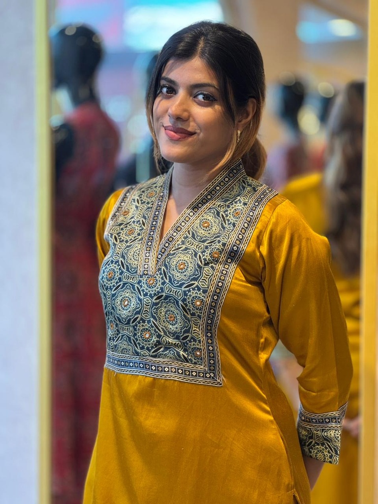 Ajrakh Mashru Silk Coord Set 5053 