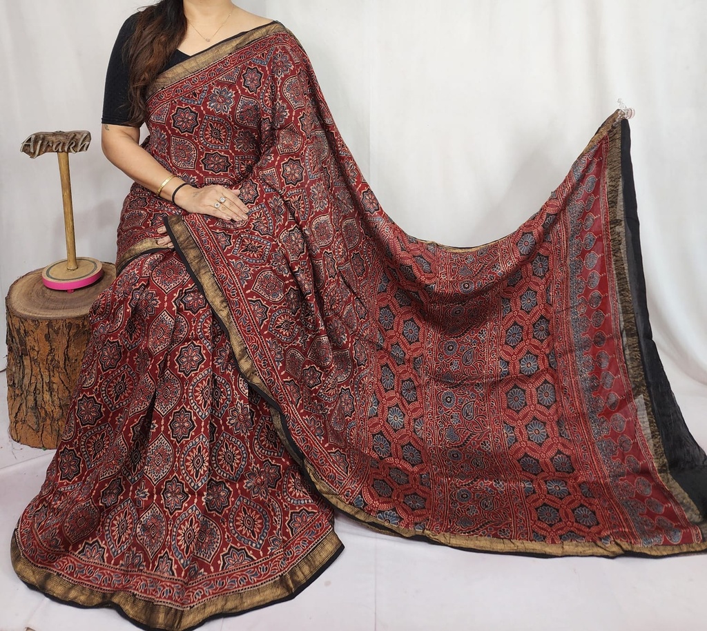 Ajrakh Maheshwari Sarees 4552