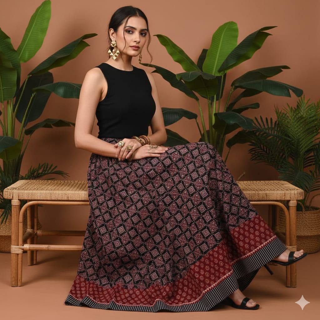Ajrakh Cotton Skirts 4556
