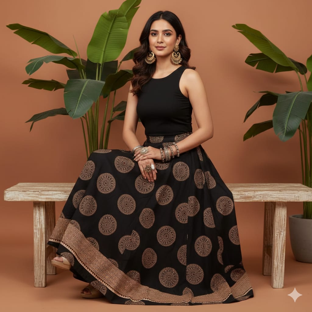 Ajrakh Cotton Skirts 4556