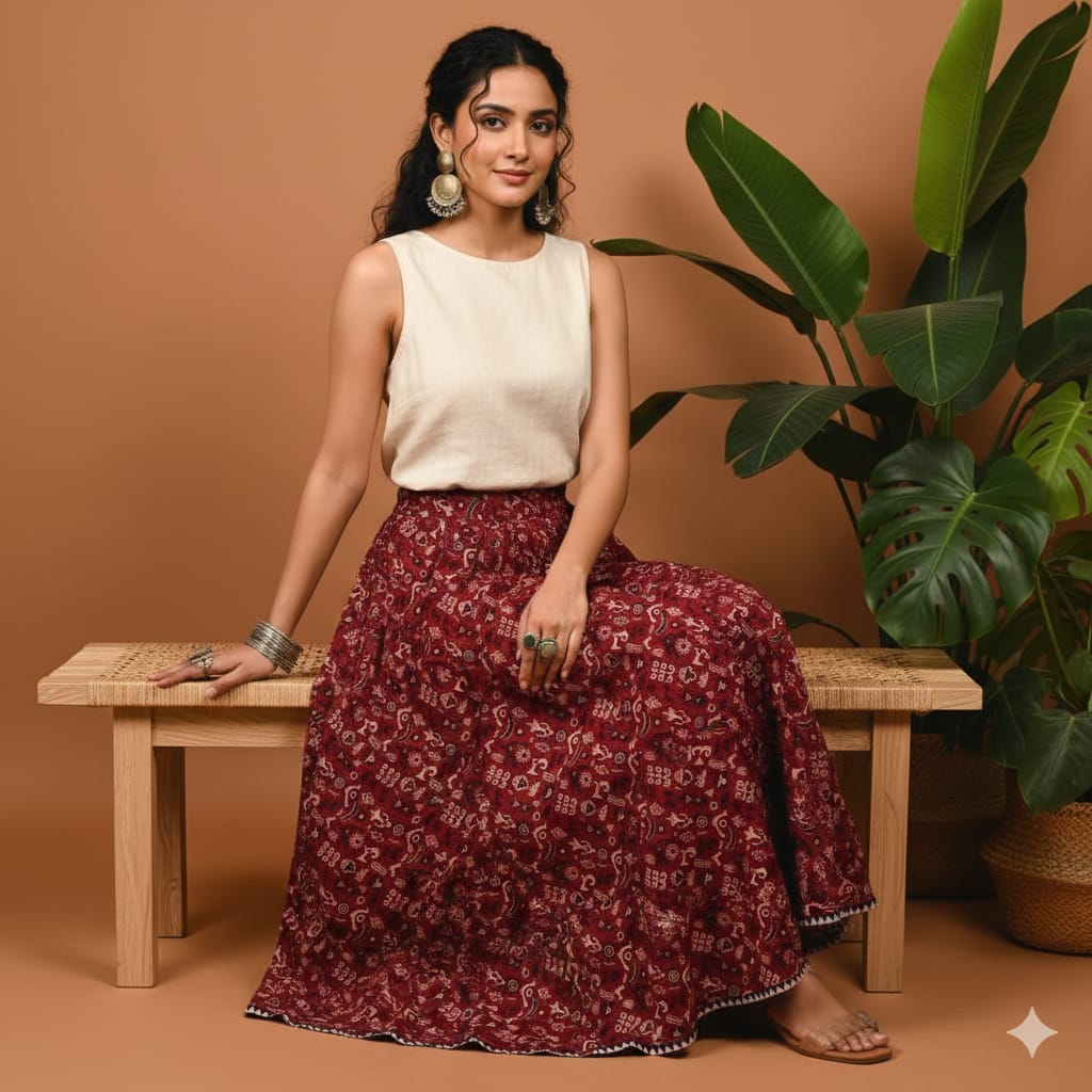 Ajrakh Cotton Skirts 4556