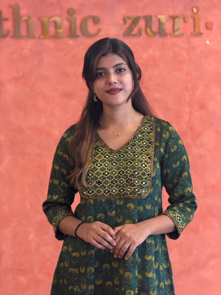 Ajrakh Handwork Anarkali Kurti 5028