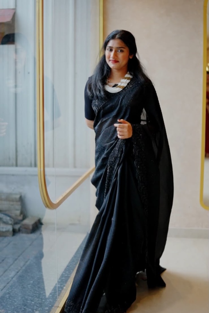 Crepe Organza Saree 5018