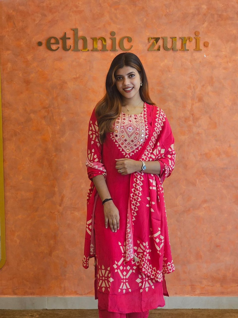 Crepe Silk Kurti Sets 5056 Pink 1