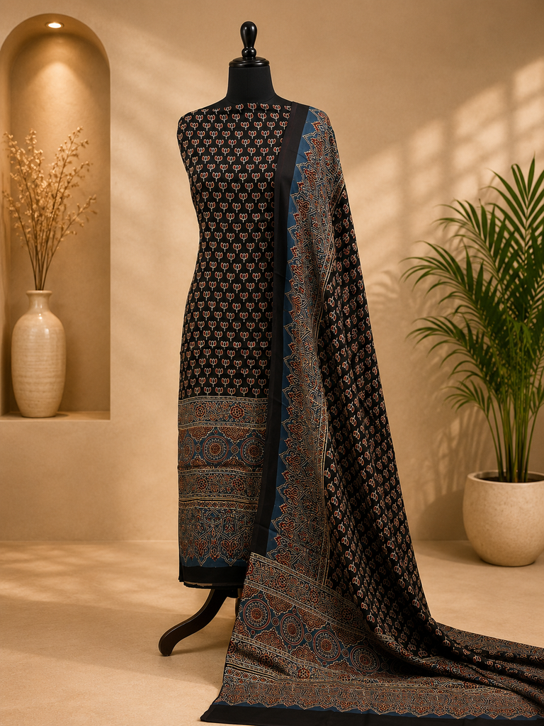 Ajrakh Modal Top and Dupatta Sets 5012