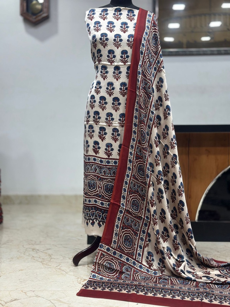 Ajrakh Modal Top and Dupatta Sets 5012