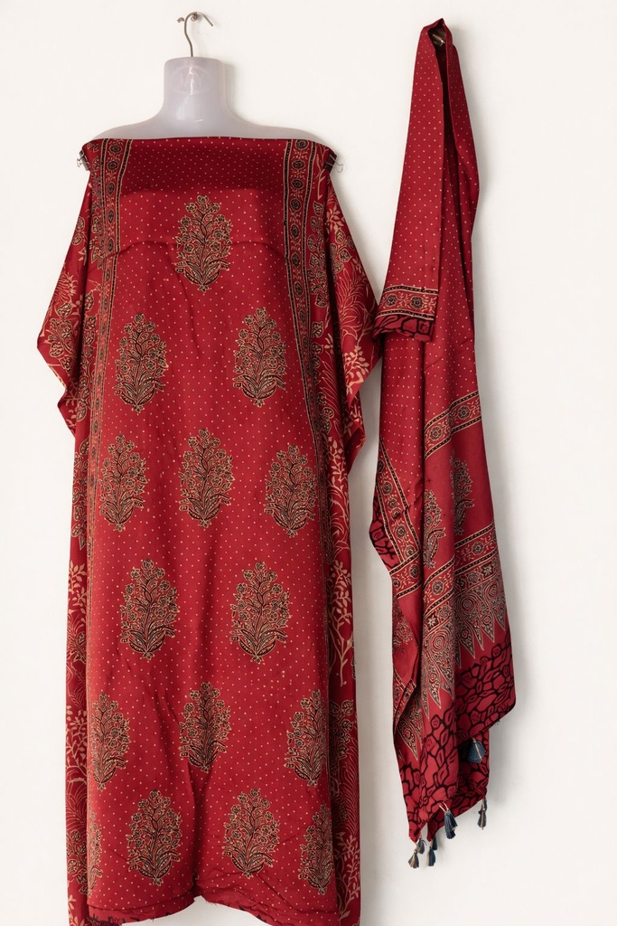 Ajrakh Modal Top and Dupatta Sets 5012 Red 2