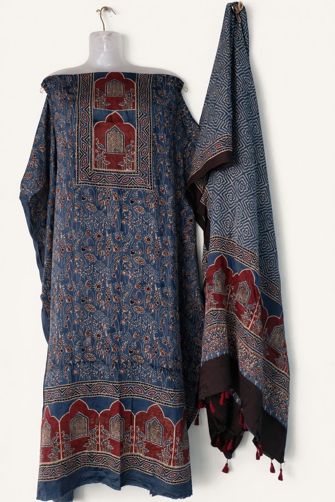 Ajrakh Modal Top and Dupatta Sets 5012