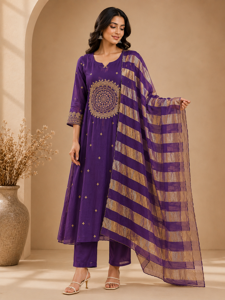 Premium Mul Chanderi Kurti Set 5046