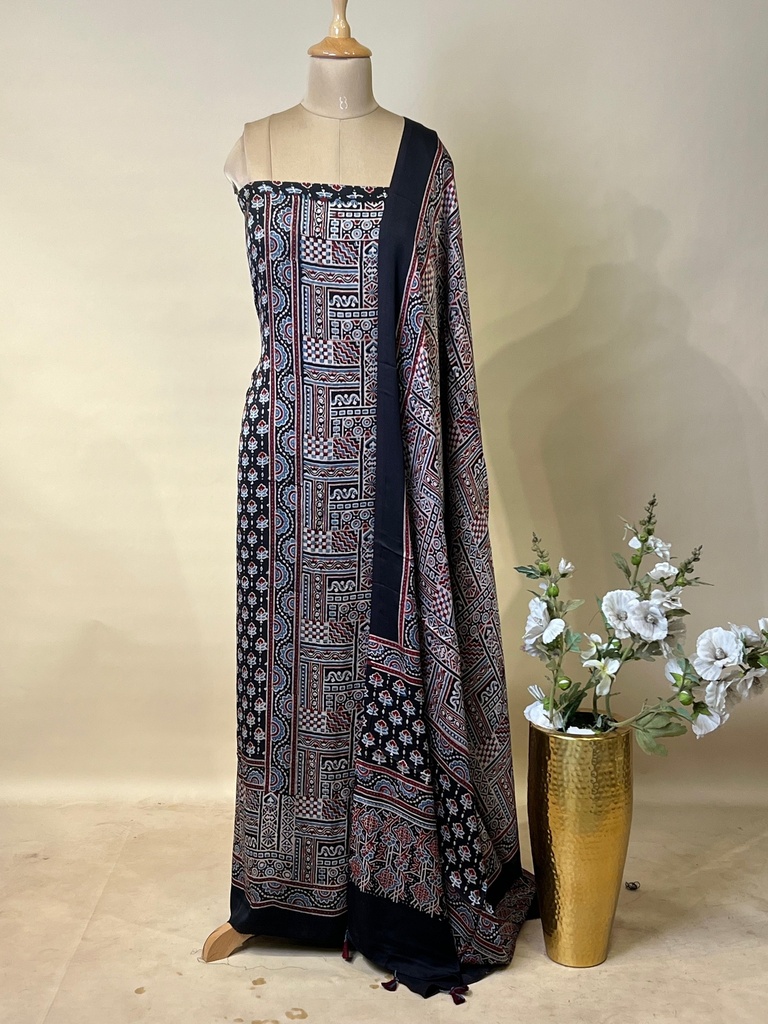 Ajrakh Modal Top Dupatta Sets 5012