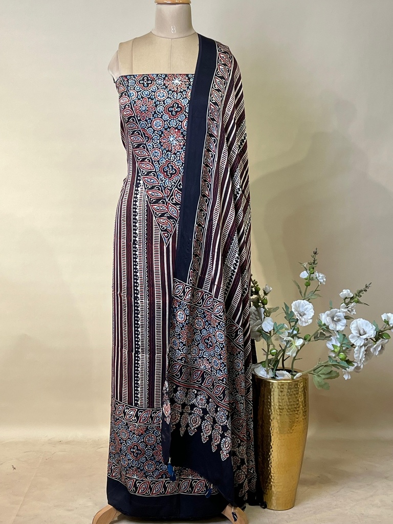 Ajrakh Modal Top Dupatta Sets 5012