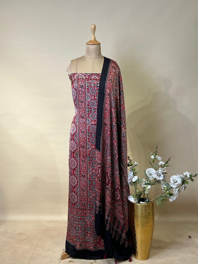 Ajrakh Modal Top Dupatta Sets 5012