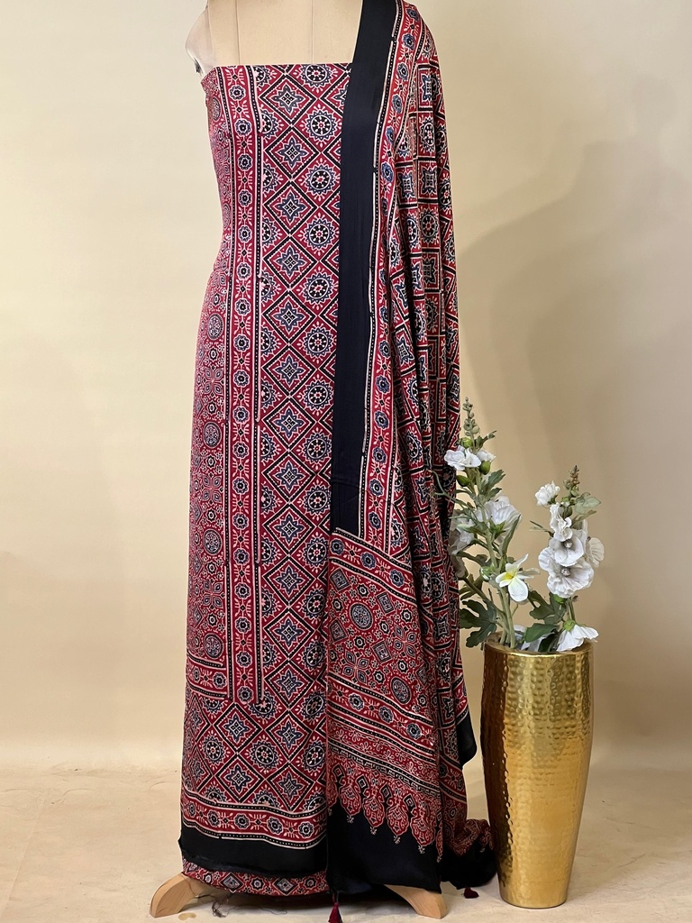 Ajrakh Modal Top Dupatta Sets 5012