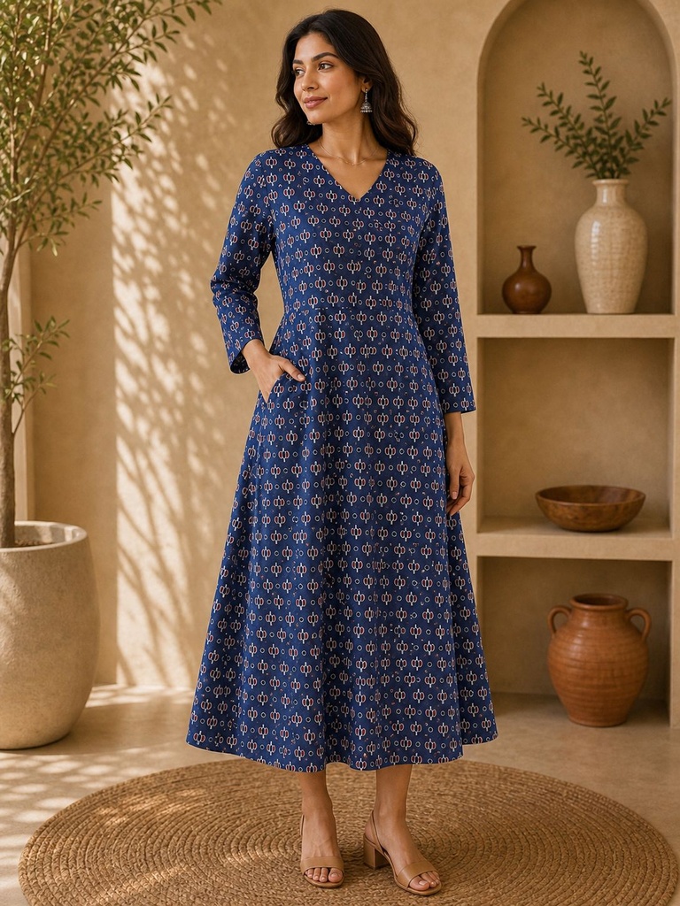 Ajrakh Aline Cotton Kurti 5028