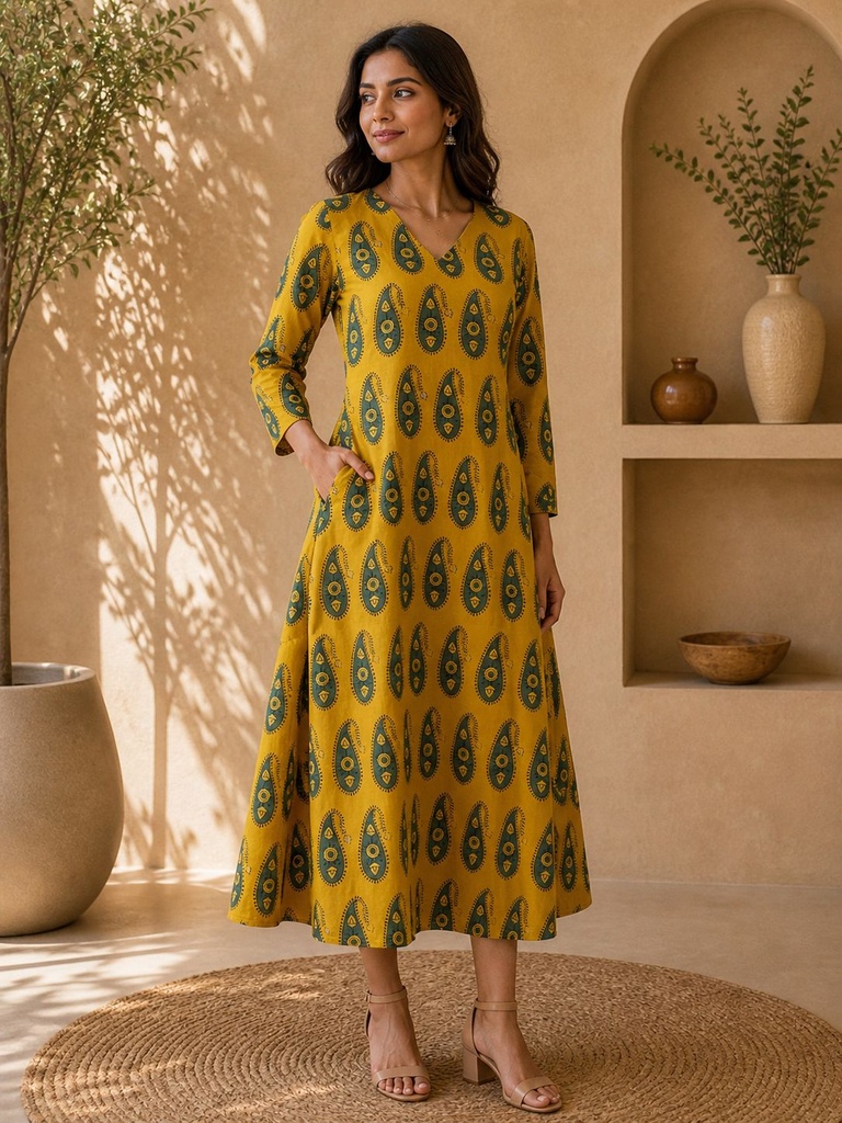 Ajrakh Aline Cotton Kurti 5028
