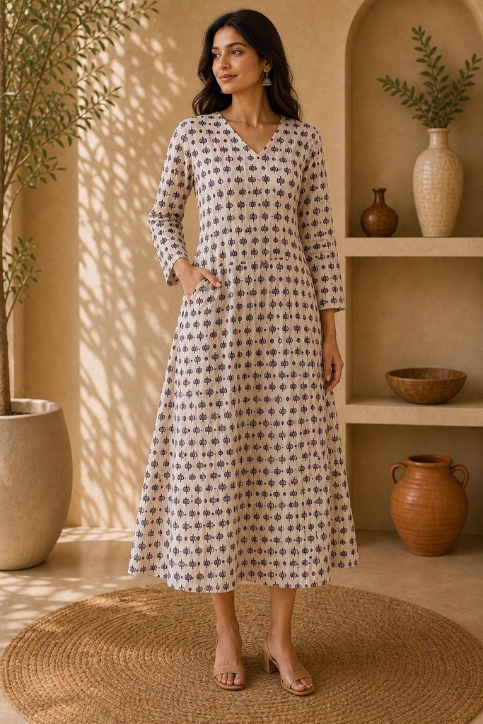 Ajrakh Aline Cotton Kurti 5028