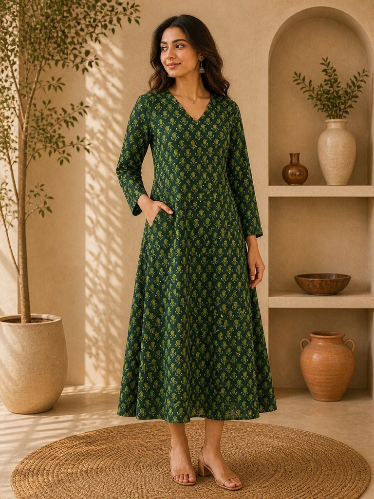 Ajrakh Aline Cotton Kurti 5028