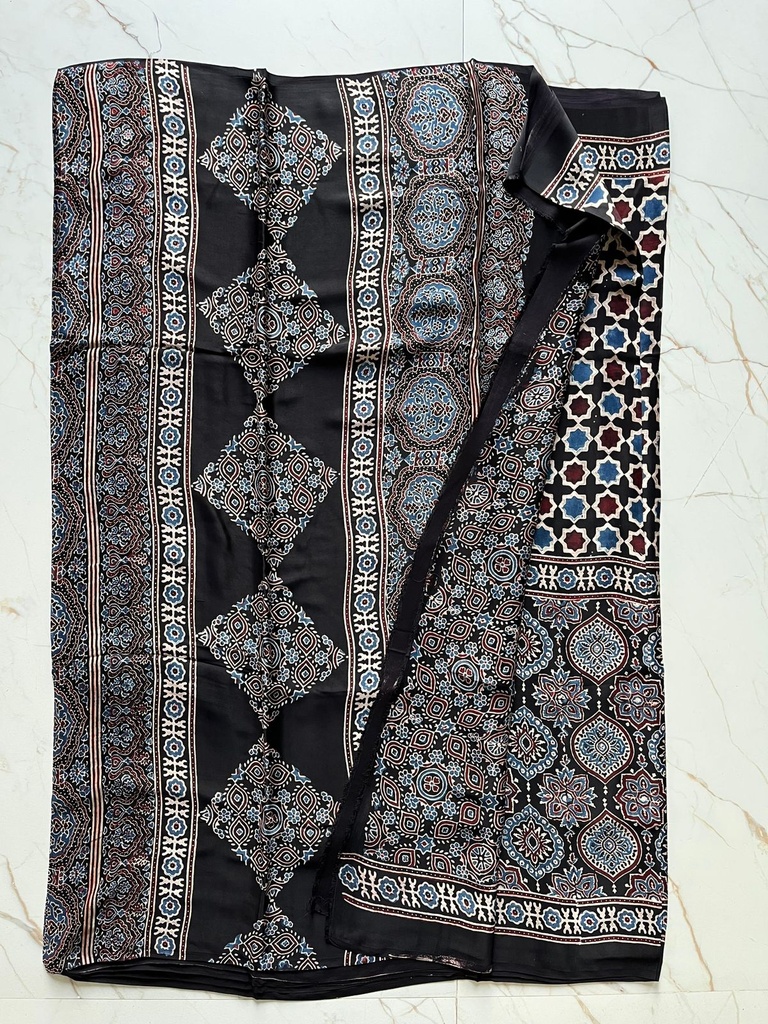 Ajrakh Modal Silk Sarees 4243