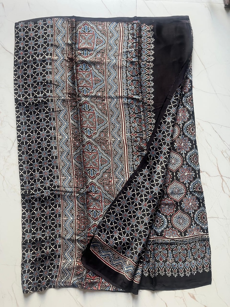 Ajrakh Modal Silk Sarees 4243