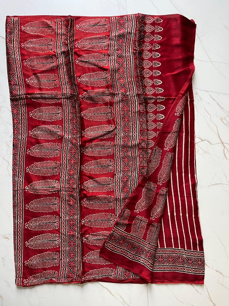 Ajrakh Modal Silk Sarees 4243