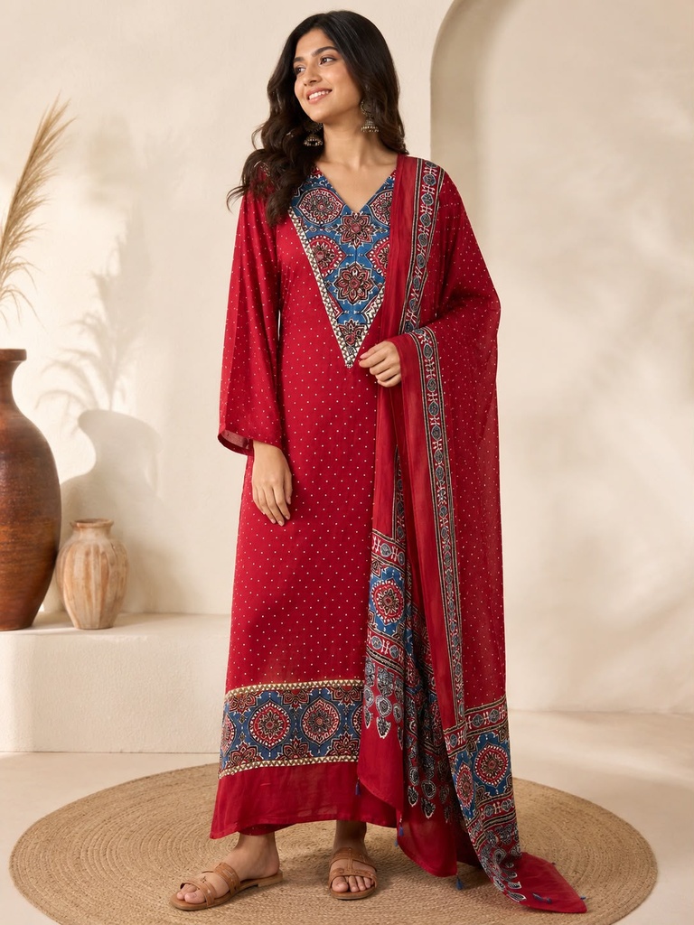 Designer Ajrakh Modal Kurti Sets 5012