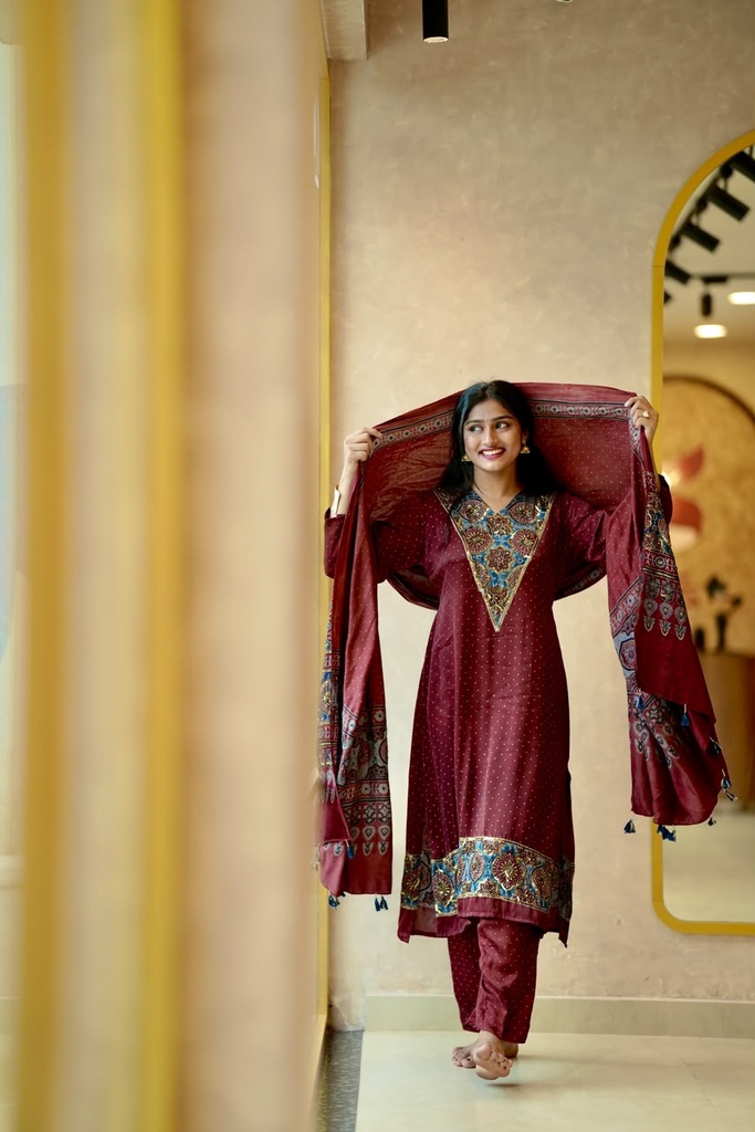 Designer Ajrakh Modal Kurti Sets 5030 