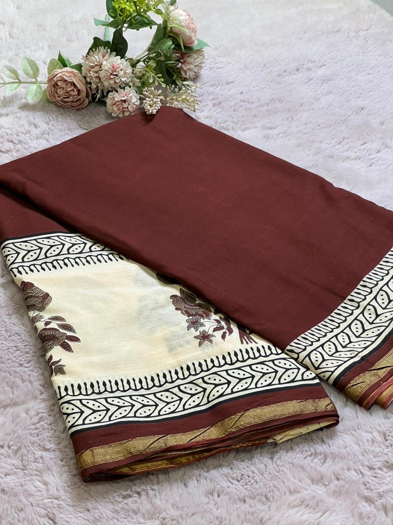 Zari border Cotton Sarees 5013
