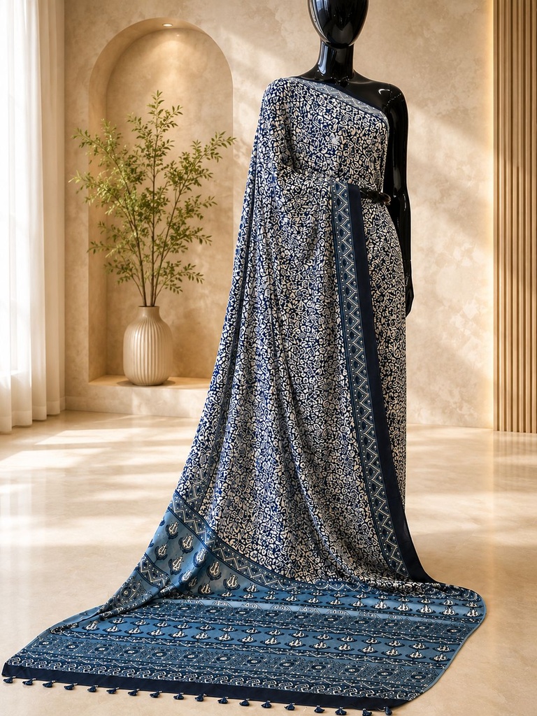Premium Ajrakh Modal Silk Sarees 4243
