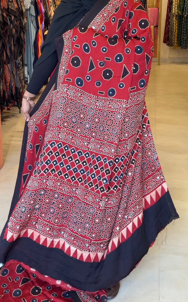 Ajrakh Silk Mirror Sarees 5036