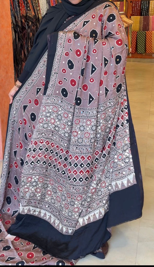 Ajrakh Silk Mirror Sarees 5036