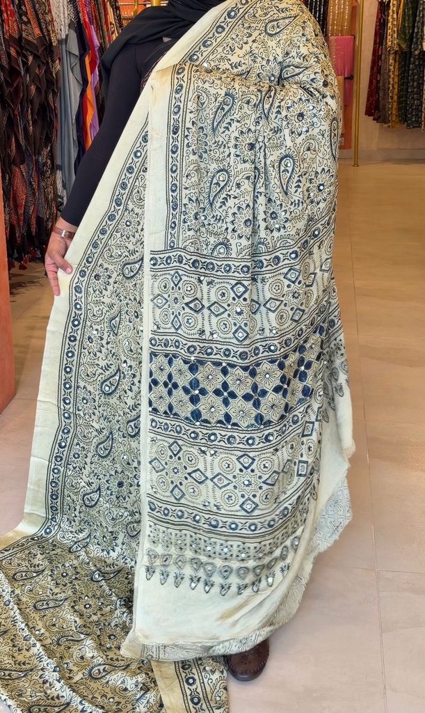 Ajrakh Silk Mirror Sarees 5036